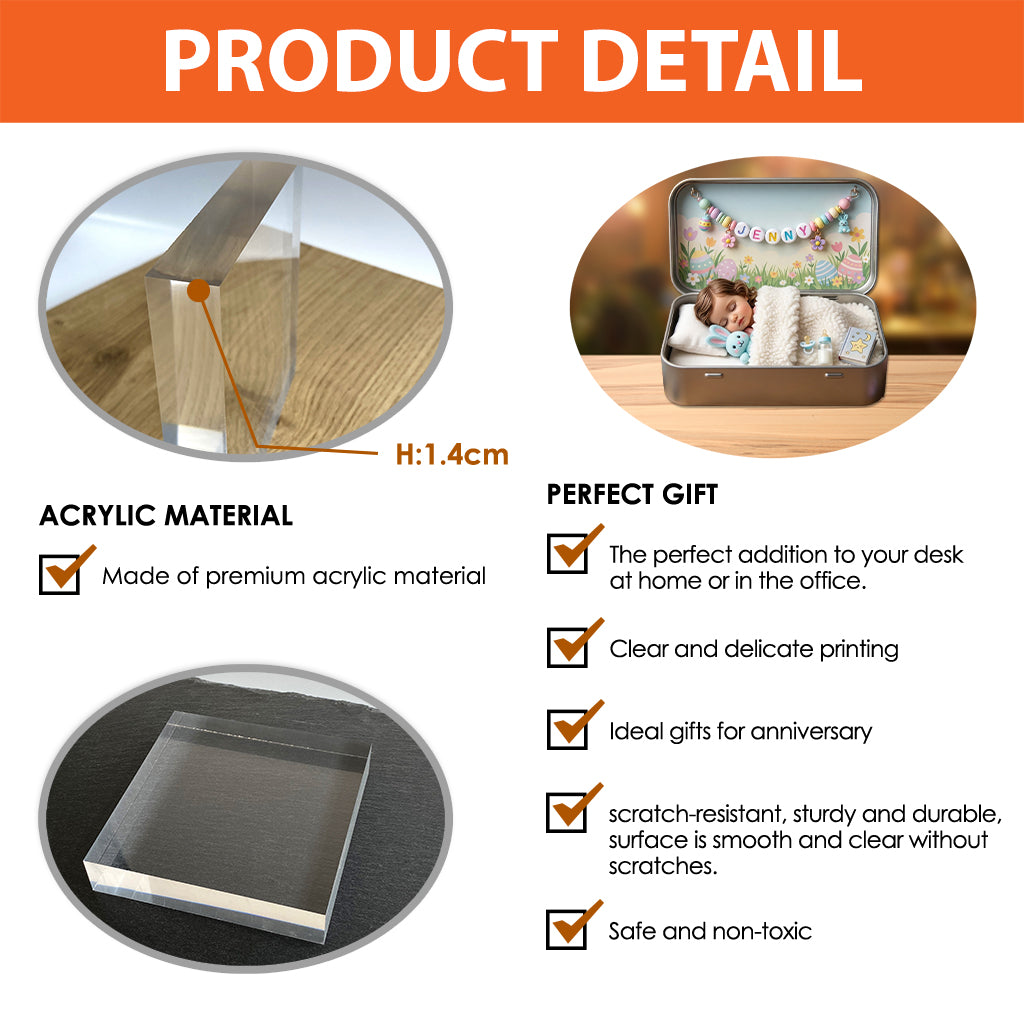 Sleeping Easter Spring Theme - Personalized Kid Custom Shaped Acrylic Plaque