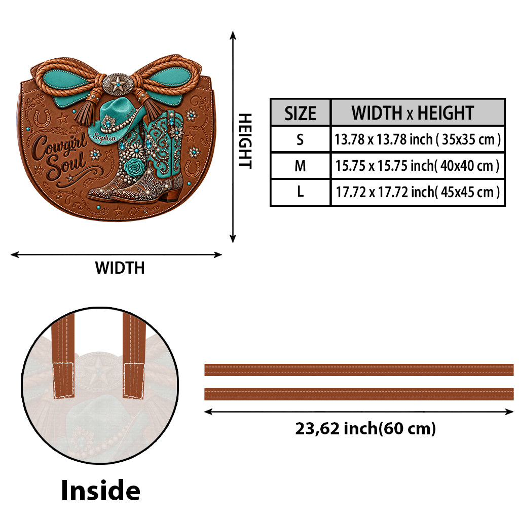 Cowgirl Boots - Personalized Cowgirl Custom Shaped Leather Tote Bag