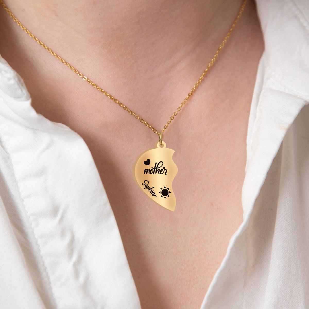 Je t'aime - Collier pendentif personnalisé assorti pour maman