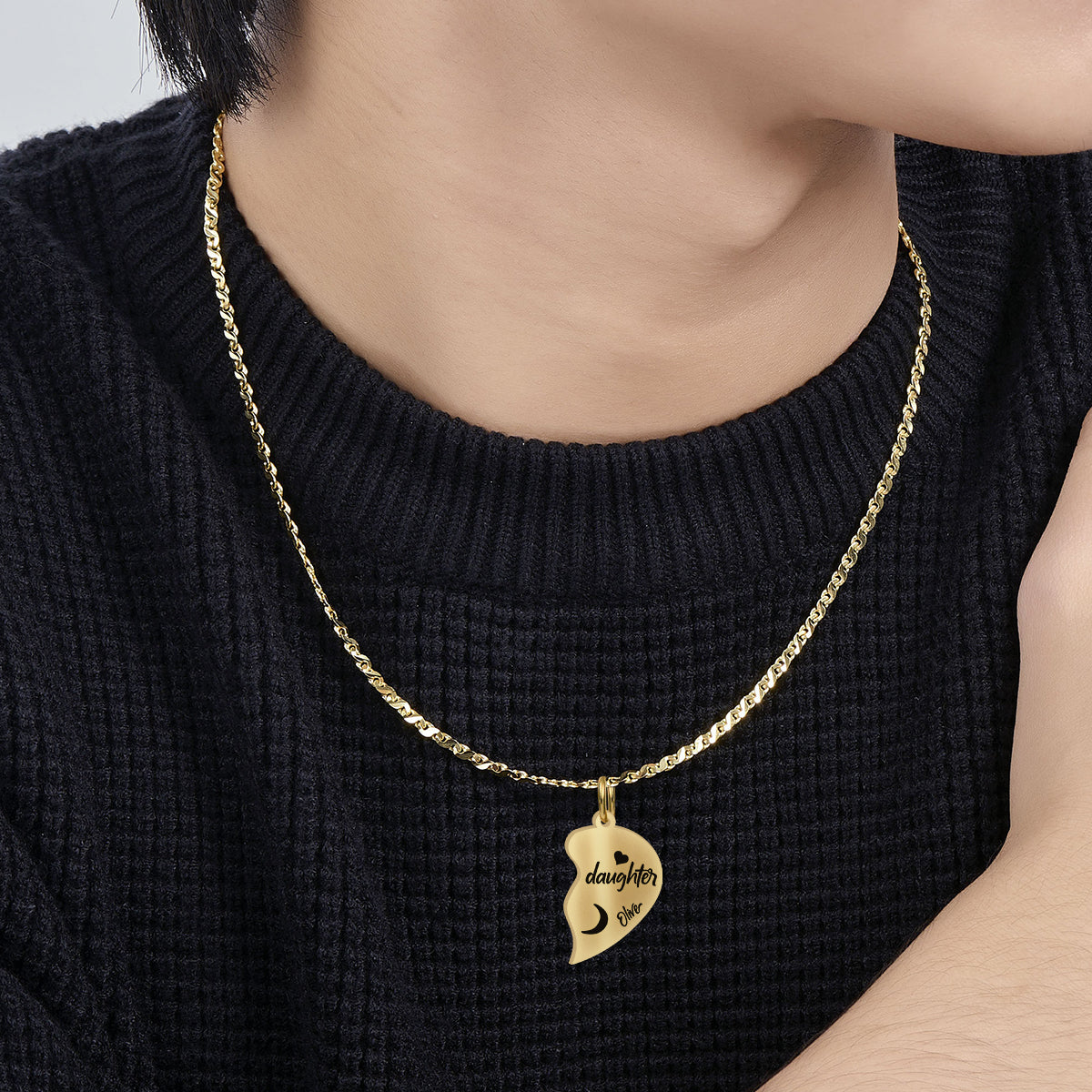Je t'aime - Collier pendentif personnalisé assorti pour maman