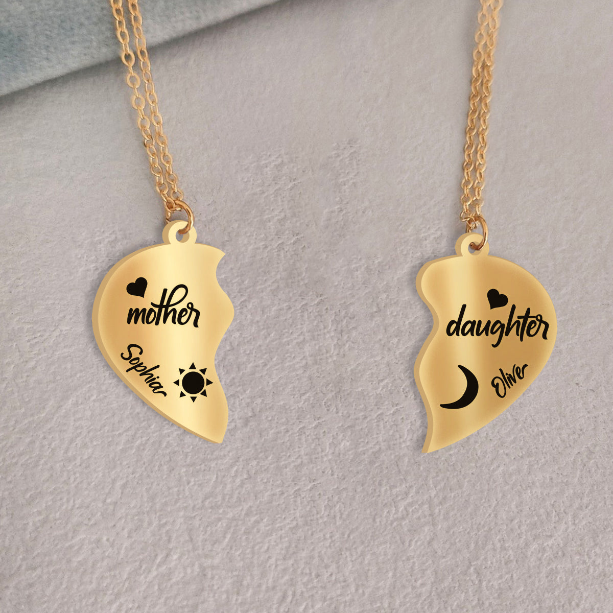 Je t'aime - Collier pendentif personnalisé assorti pour maman
