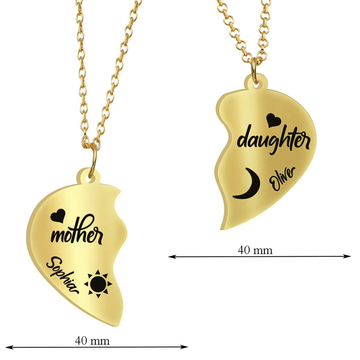 Je t'aime - Collier pendentif personnalisé assorti pour maman