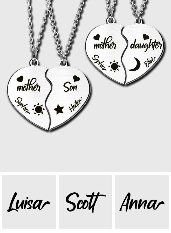 Je t'aime - Collier pendentif personnalisé assorti pour maman
