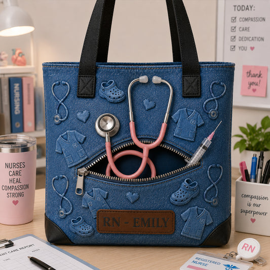 J'adore mon travail - Sac fourre-tout infirmière personnalisé