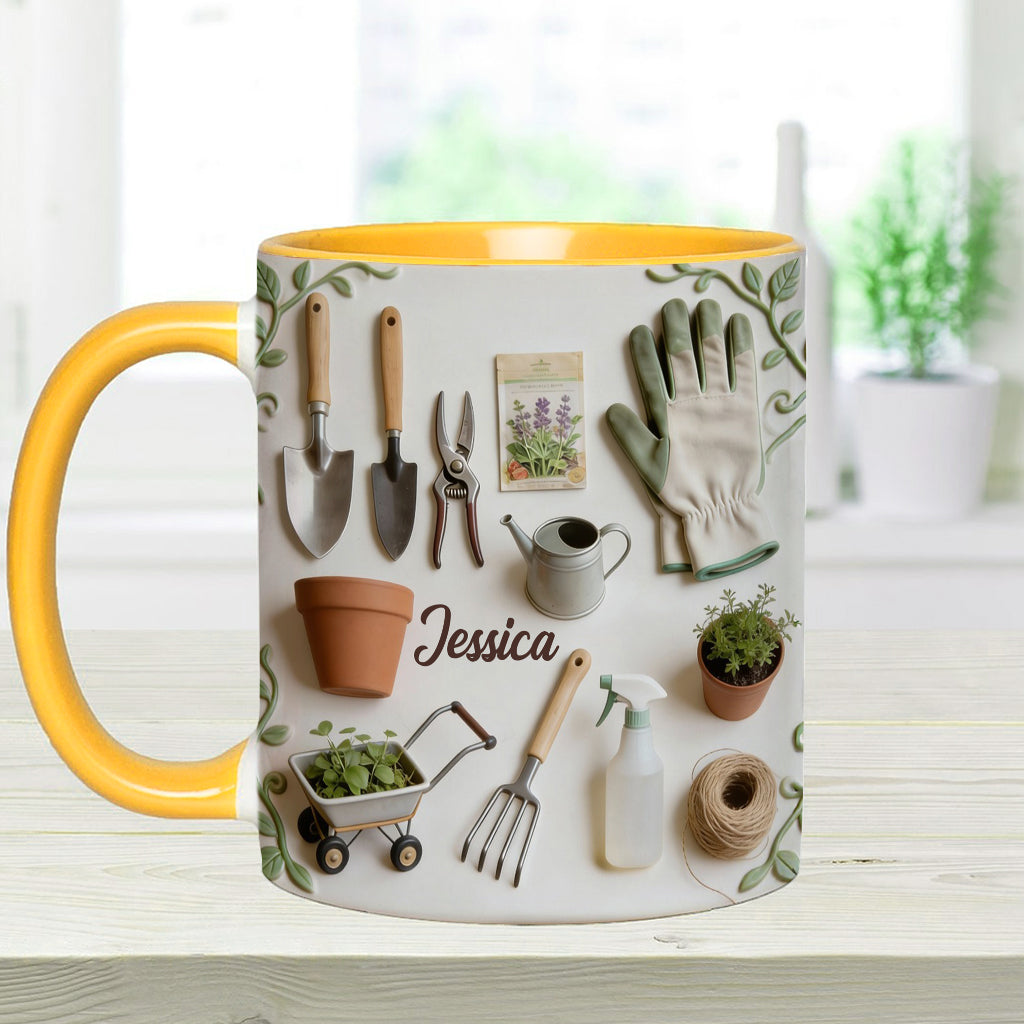 J'adore le jardinage - Mug et sous-verre personnalisés sur le thème du jardinage