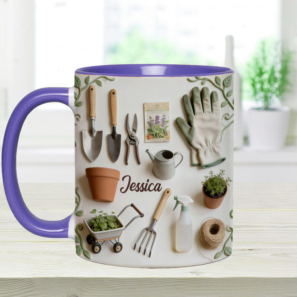 J'adore le jardinage - Mug et sous-verre personnalisés sur le thème du jardinage