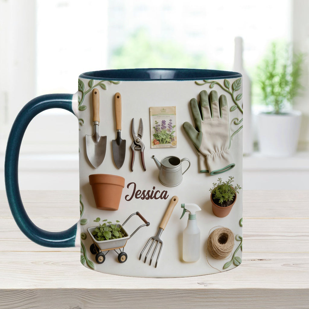 J'adore le jardinage - Mug et sous-verre personnalisés sur le thème du jardinage