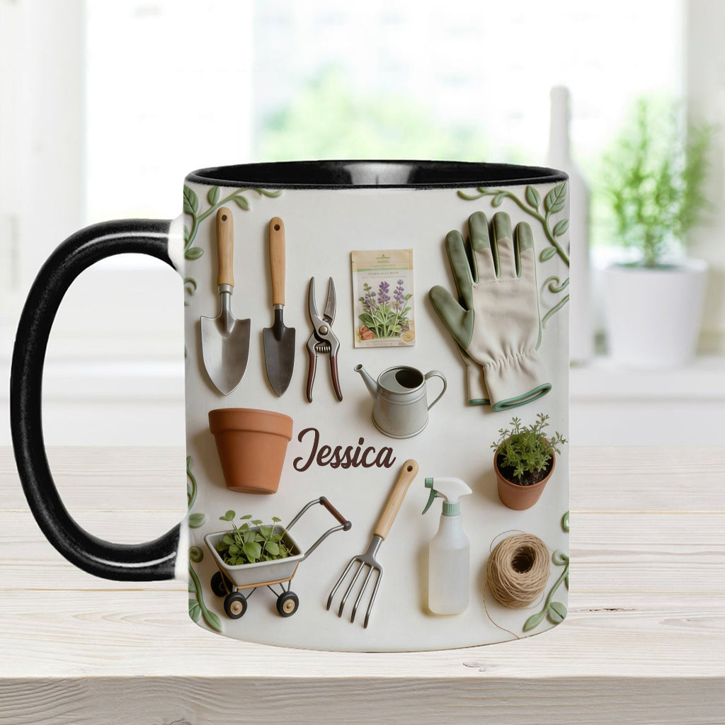 J'adore le jardinage - Mug et sous-verre personnalisés sur le thème du jardinage