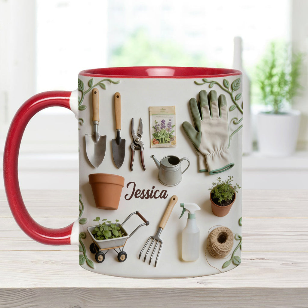 J'adore le jardinage - Mug et sous-verre personnalisés sur le thème du jardinage