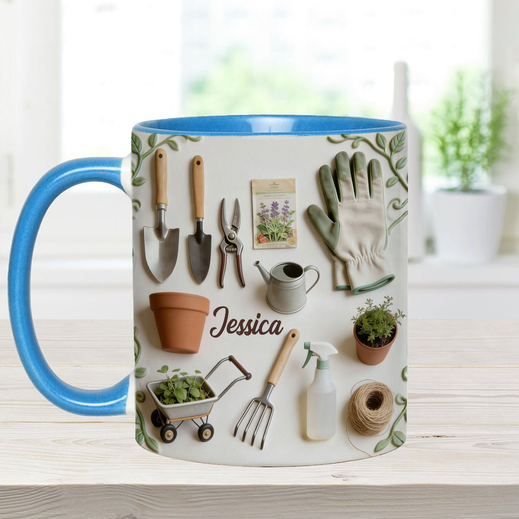 J'adore le jardinage - Mug et sous-verre personnalisés sur le thème du jardinage