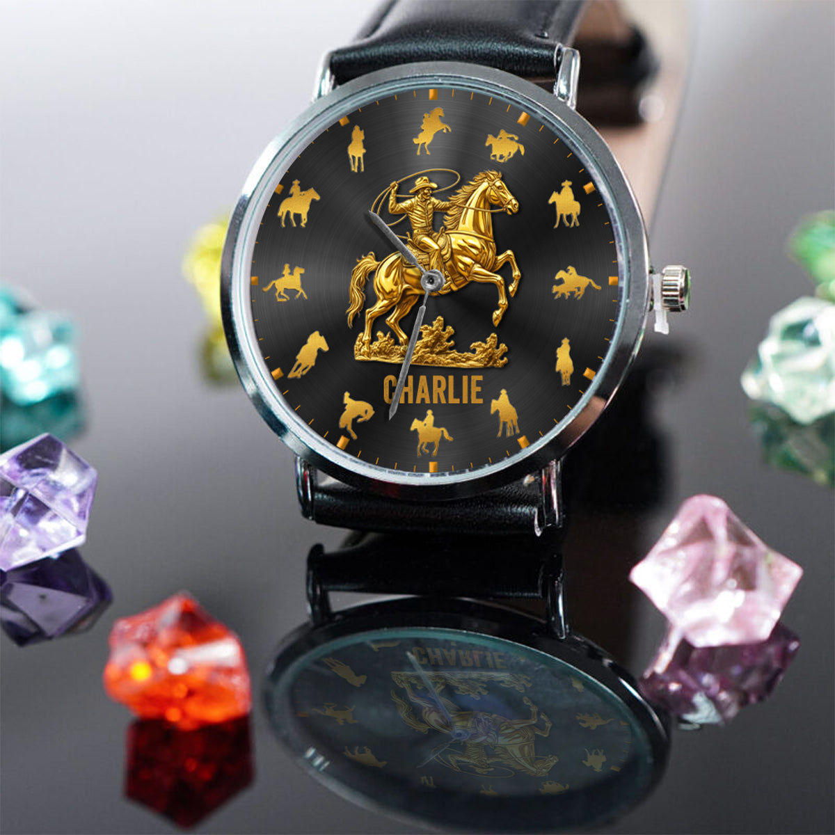 Rodéo équestre - Montre-bracelet personnalisée à motif cheval