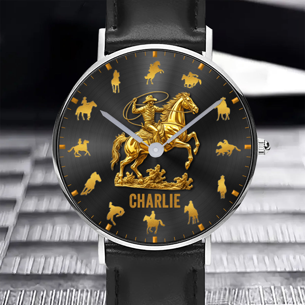 Rodéo équestre - Montre-bracelet personnalisée à motif cheval