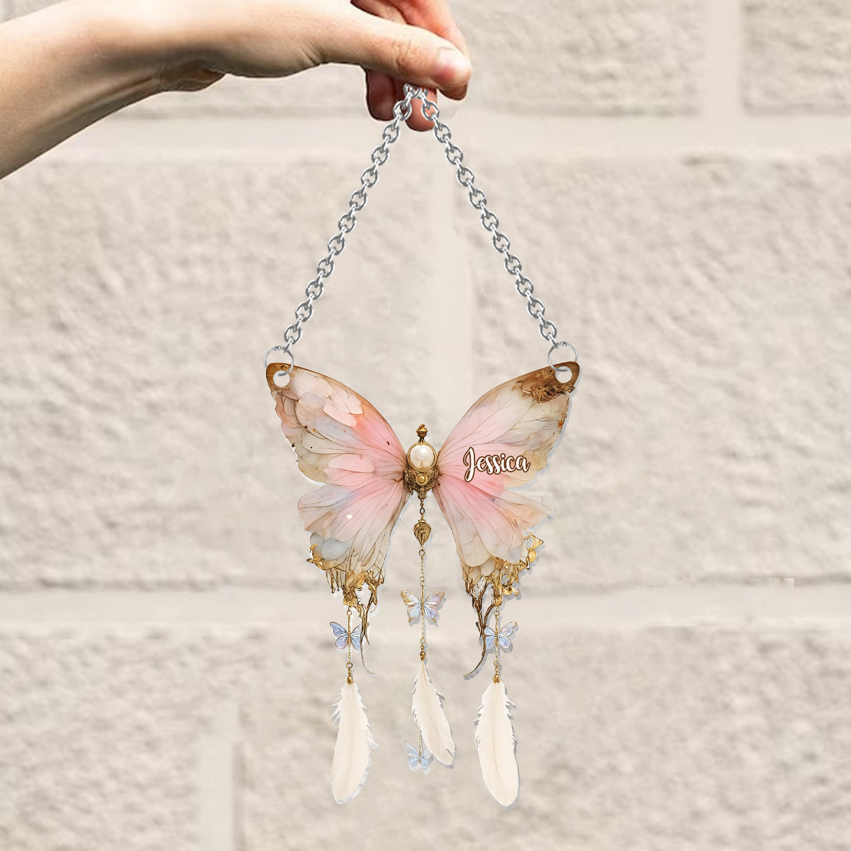 Magnifique papillon vintage - Ornement papillon personnalisé à suspendre à la fenêtre, attrape-soleil 