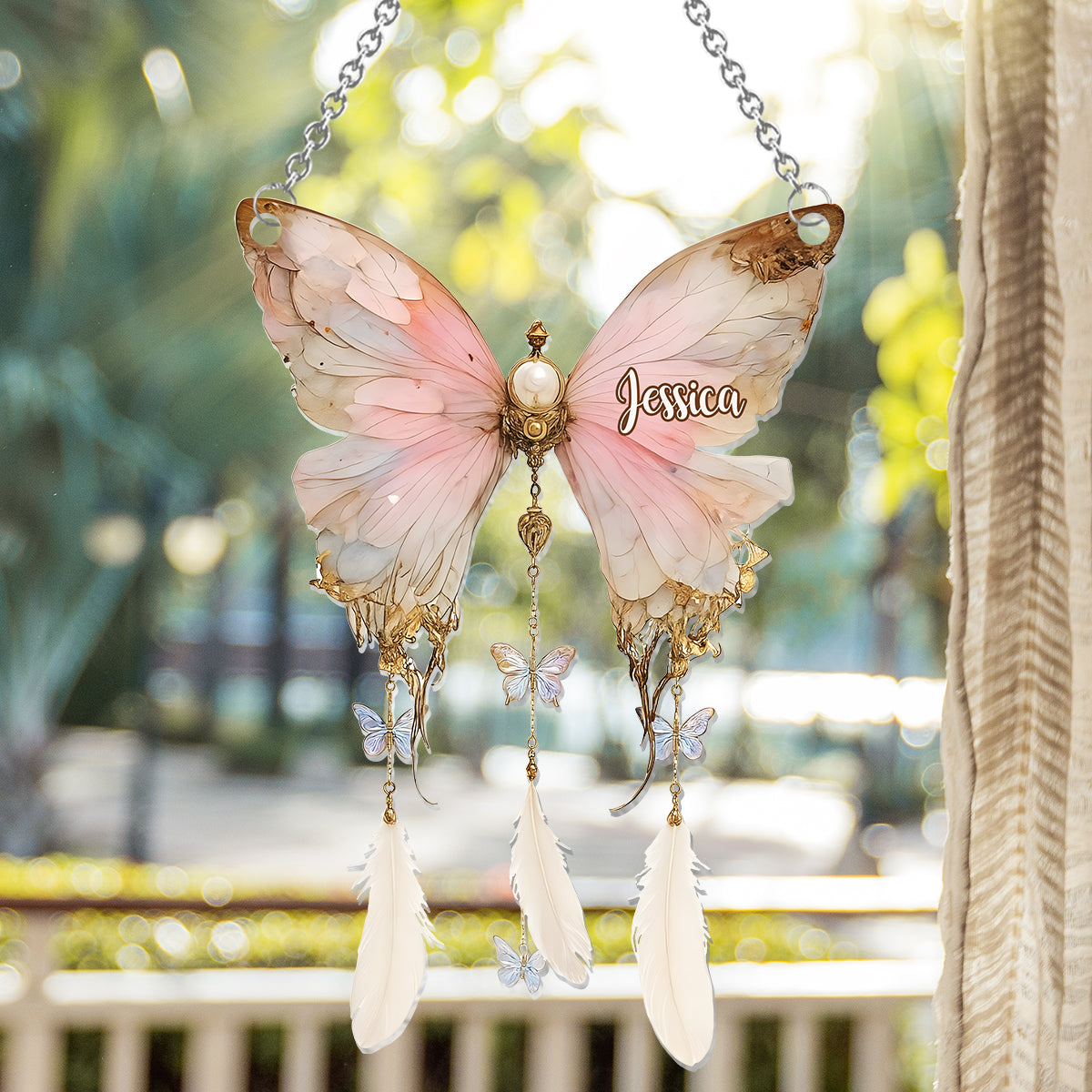 Magnifique papillon vintage - Ornement papillon personnalisé à suspendre à la fenêtre, attrape-soleil 