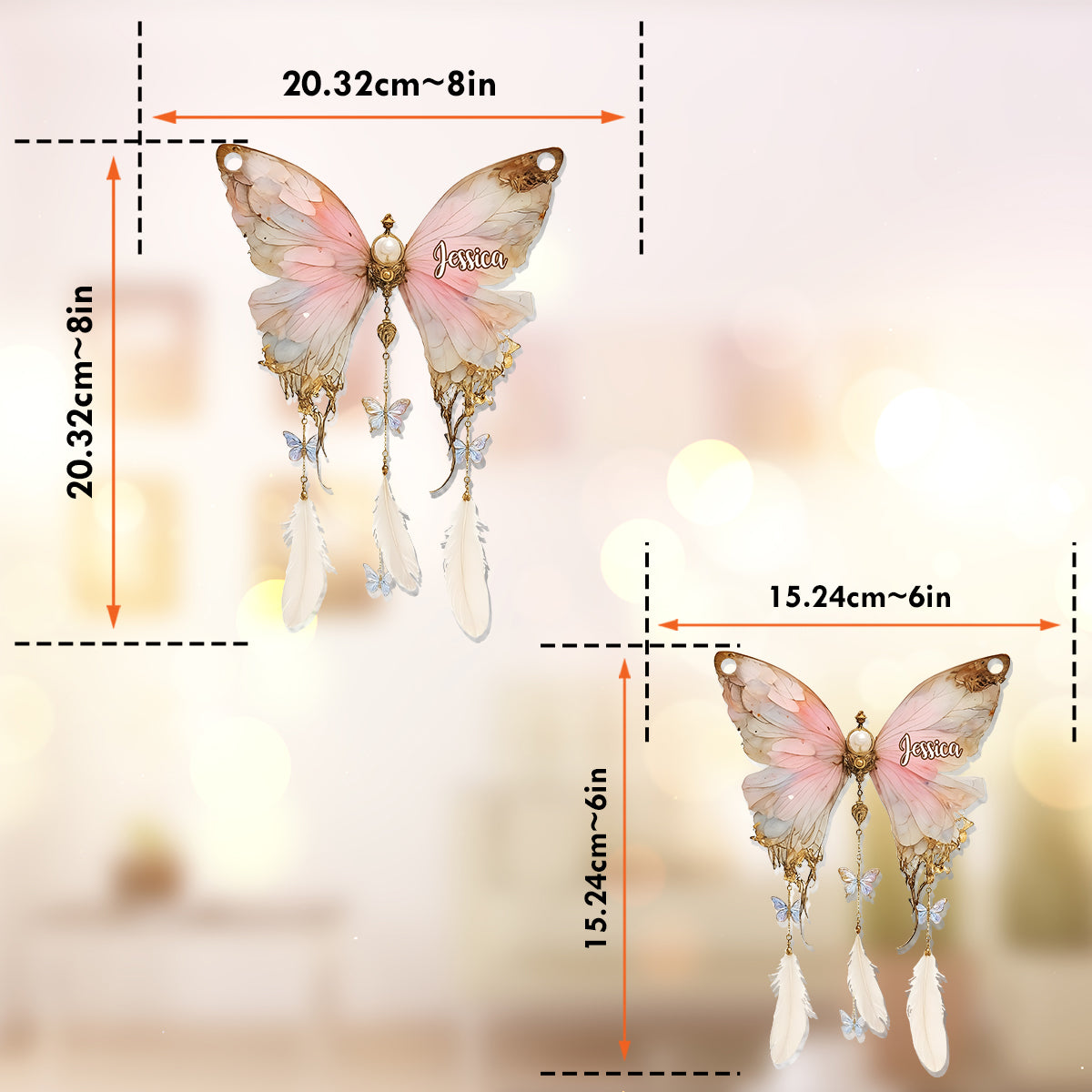 Magnifique papillon vintage - Ornement papillon personnalisé à suspendre à la fenêtre, attrape-soleil 