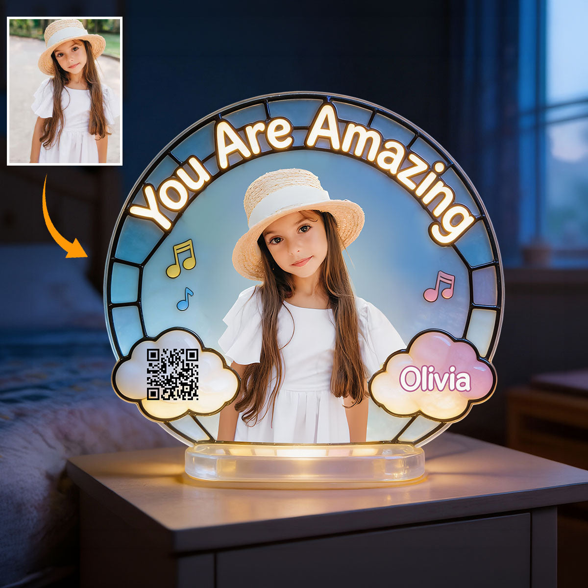 A Song Made Just for Your Child - Personalized Kid Acrylic LED Night Light