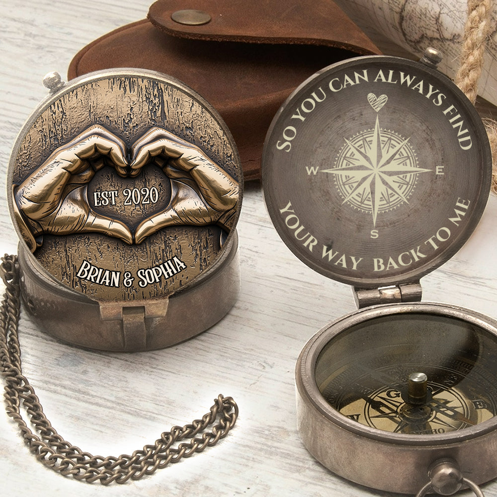 Tu peux toujours retrouver mon chemin - Boussole personnalisée pour couples