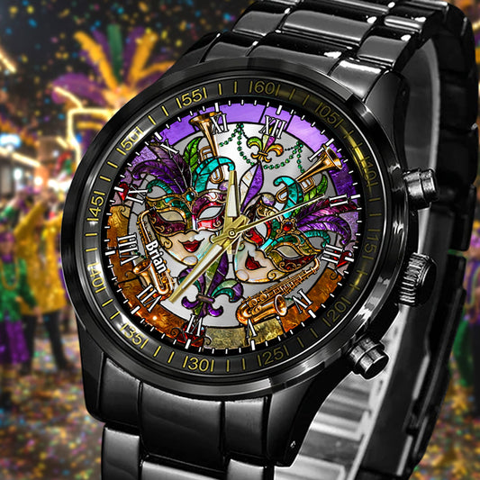 Masque de Mardi Gras - Montre-bracelet personnalisée pour Mardi Gras
