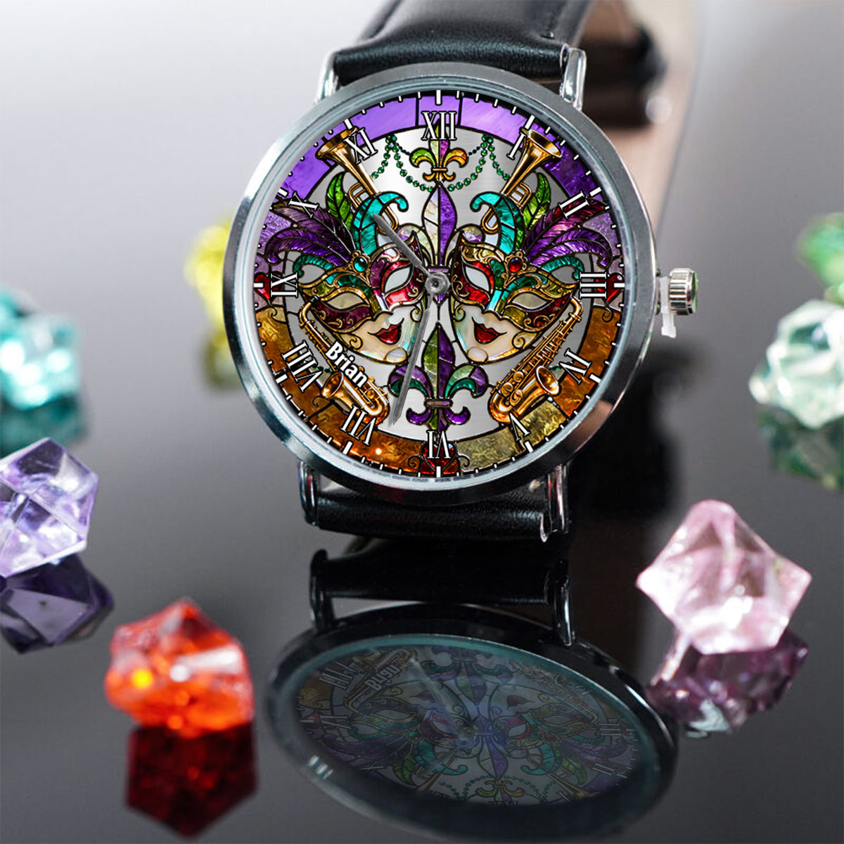 Masque de Mardi Gras - Montre-bracelet personnalisée pour Mardi Gras