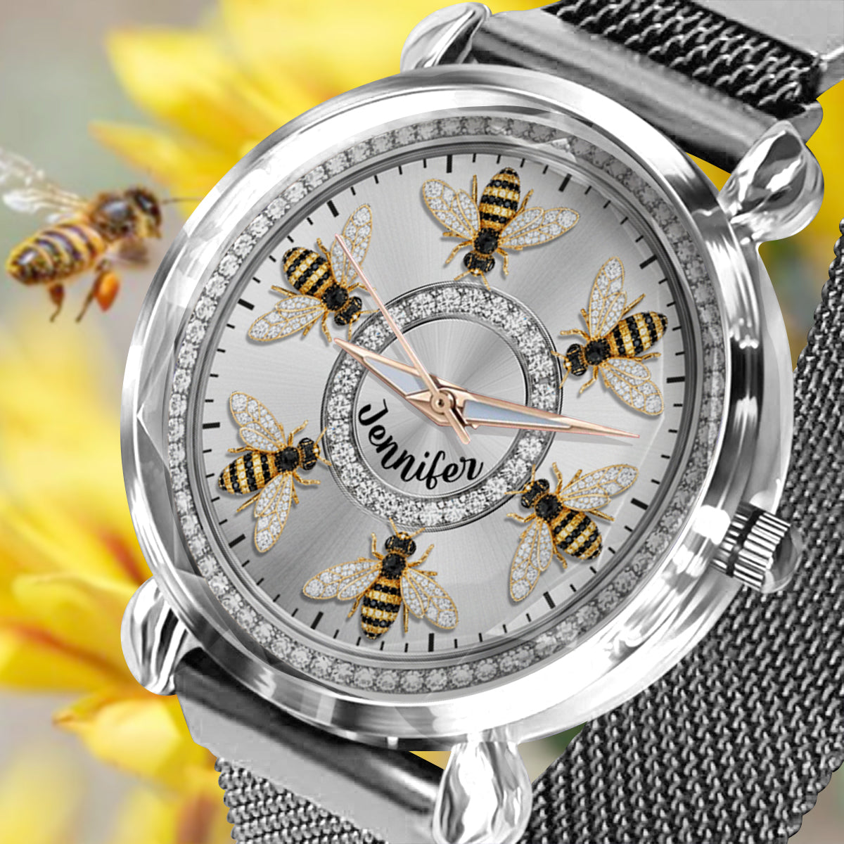 Montre abeille personnalisée pour femme - J'adore les abeilles
