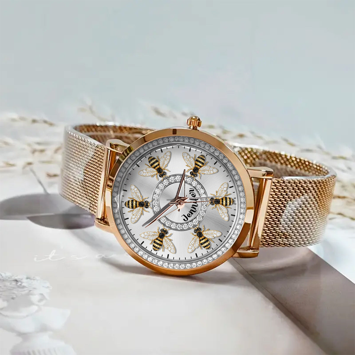 Montre abeille personnalisée pour femme - J'adore les abeilles