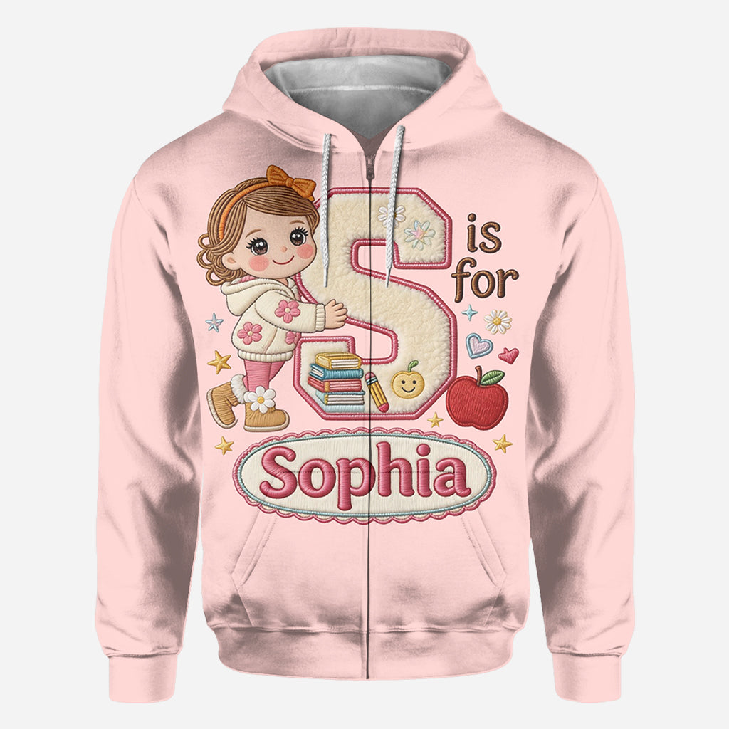 Custom Back To School Initial Shirt For Kids - Personalized Kid All Over Shirt