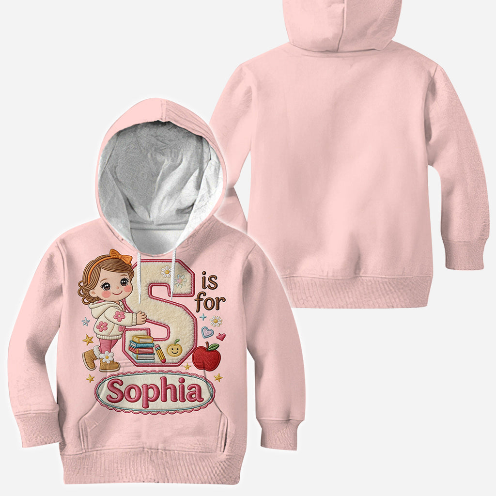 Custom Back To School Initial Shirt For Kids - Personalized Kid All Over Shirt