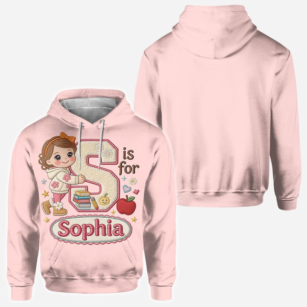 Custom Back To School Initial Shirt For Kids - Personalized Kid All Over Shirt