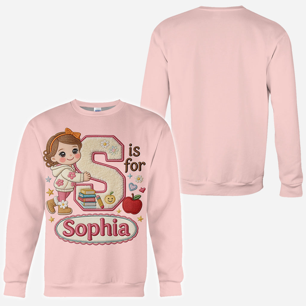 Custom Back To School Initial Shirt For Kids - Personalized Kid All Over Shirt