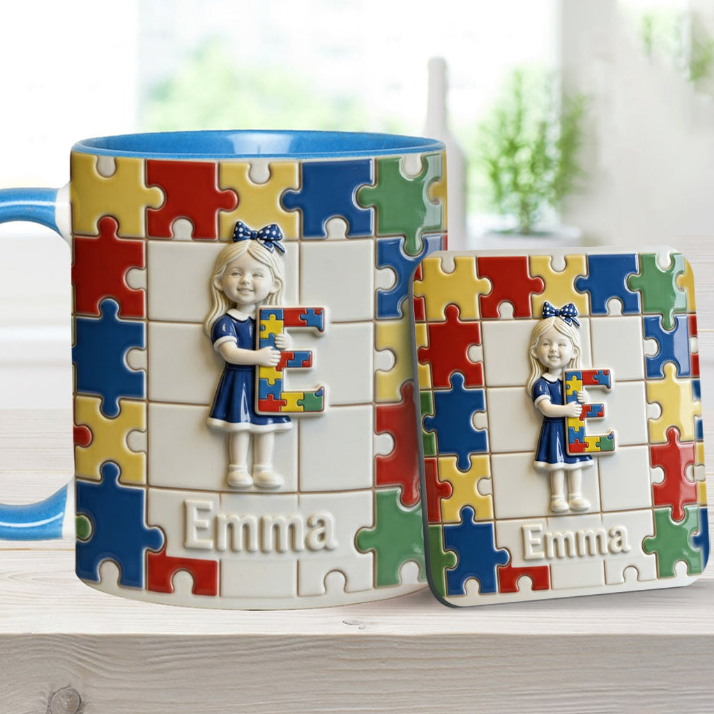 Autism Letter - Personalized Autism Awareness Accent Mug & Coaster