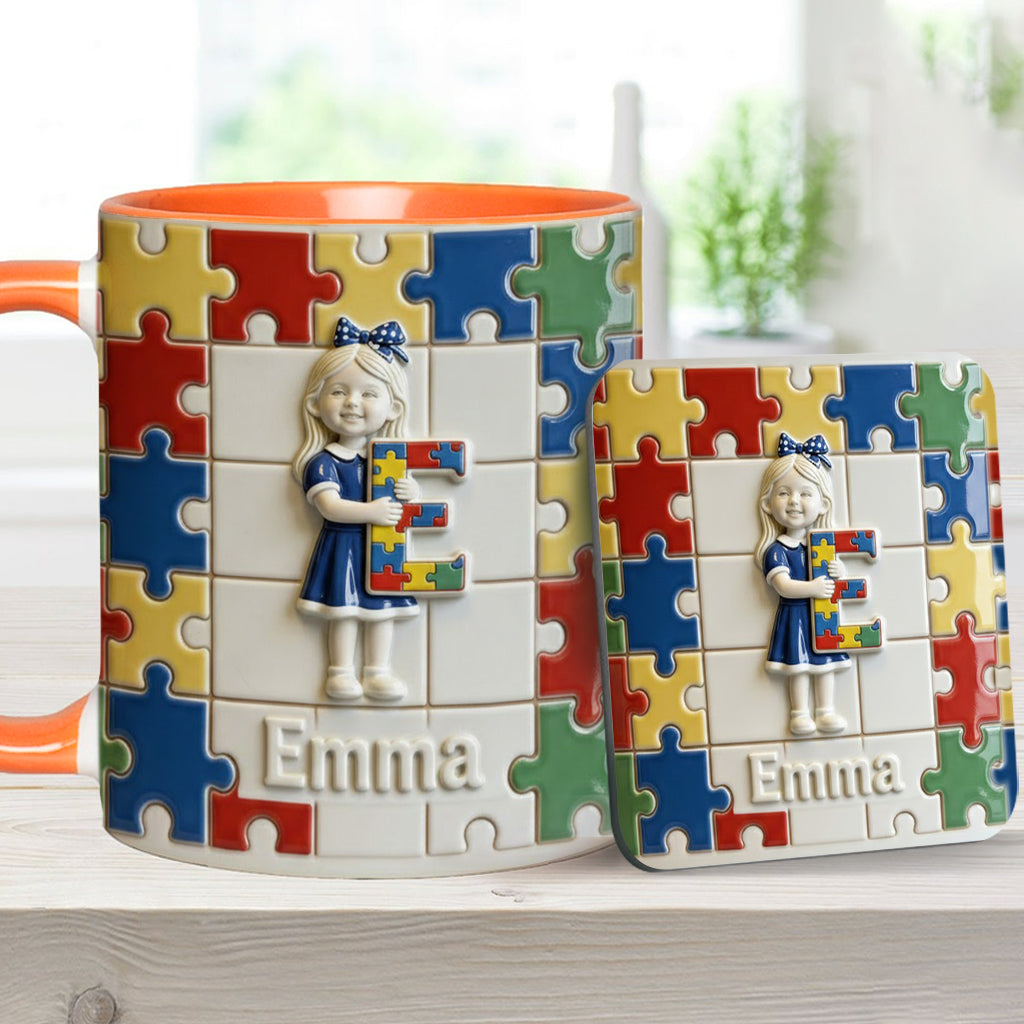 Autism Letter - Personalized Autism Awareness Accent Mug & Coaster