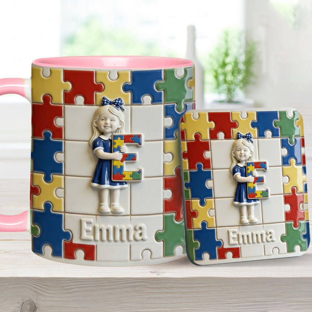 Autism Letter - Personalized Autism Awareness Accent Mug & Coaster