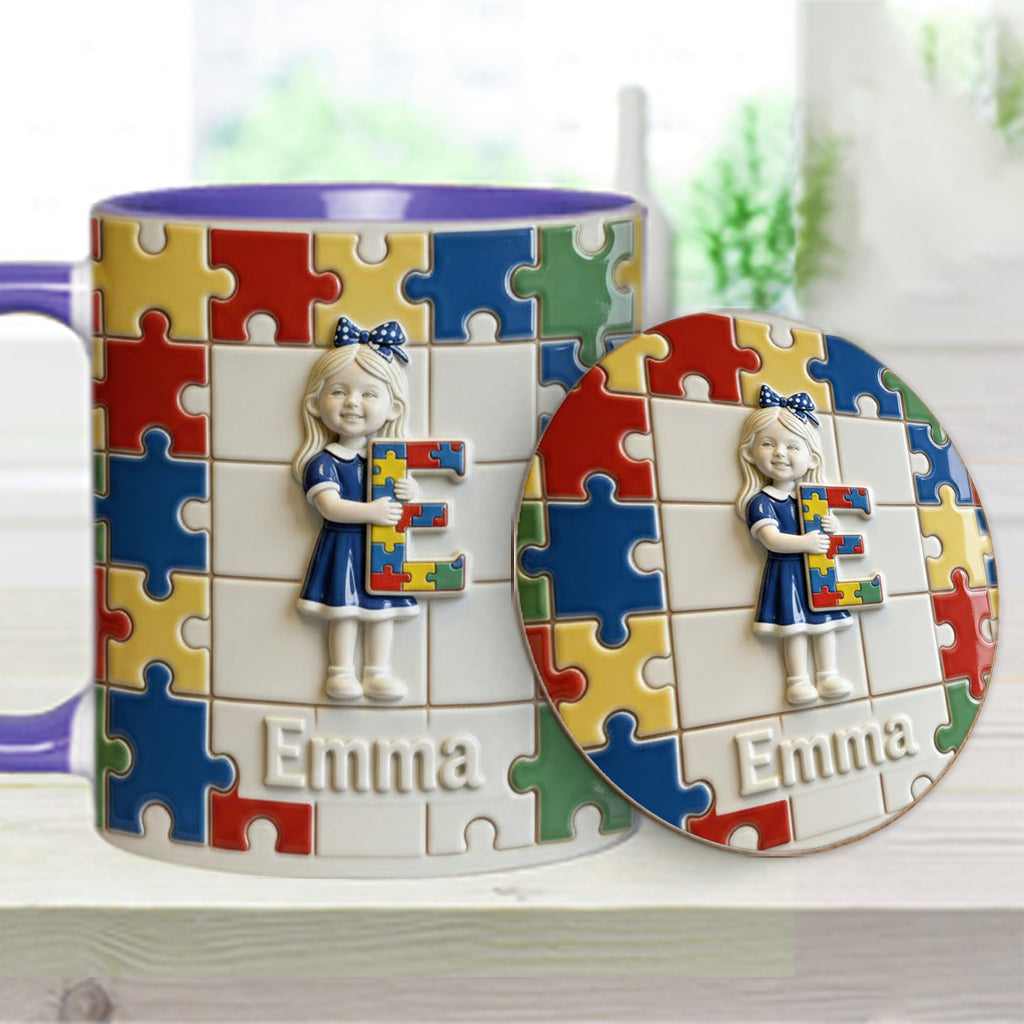 Autism Letter - Personalized Autism Awareness Accent Mug & Coaster