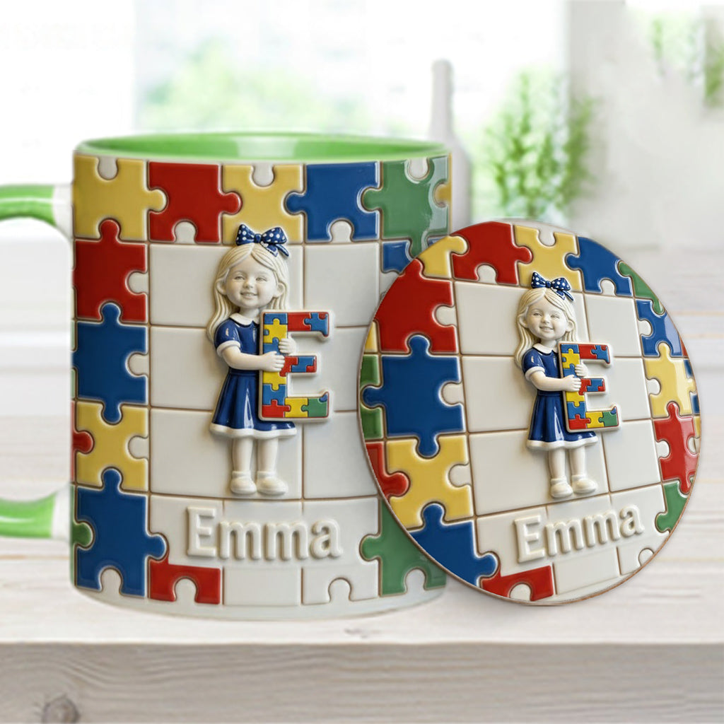 Autism Letter - Personalized Autism Awareness Accent Mug & Coaster