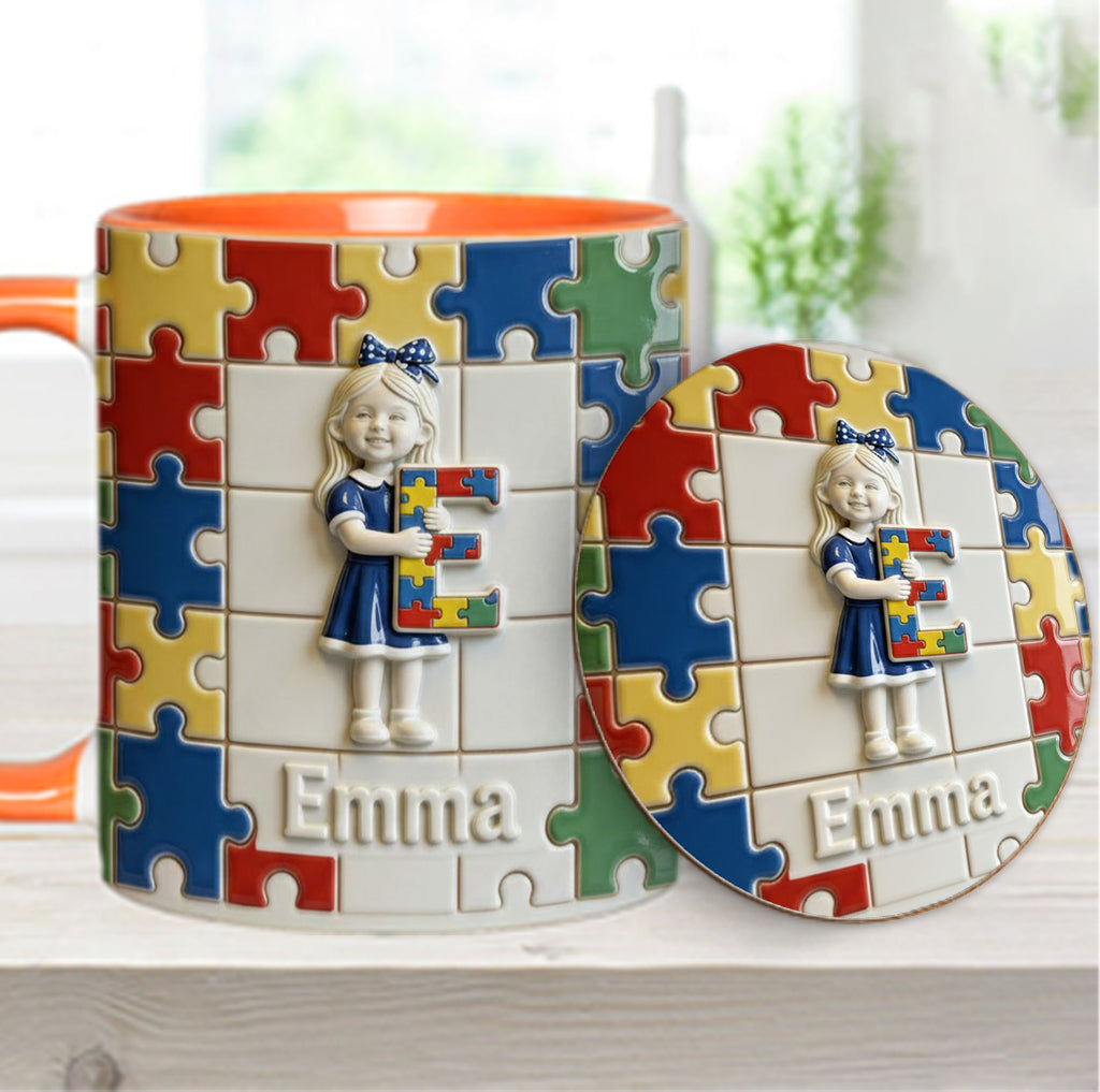 Autism Letter - Personalized Autism Awareness Accent Mug & Coaster