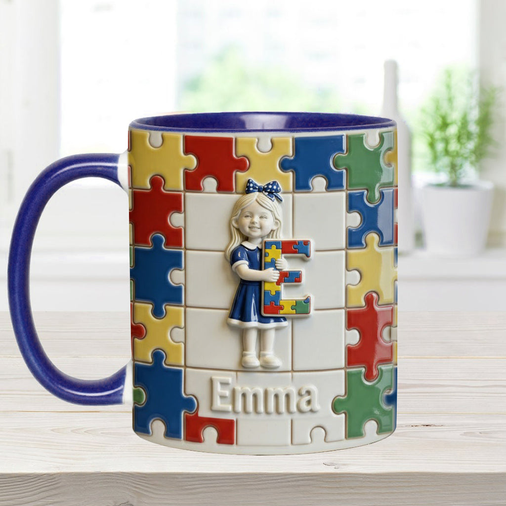 Autism Letter - Personalized Autism Awareness Accent Mug & Coaster