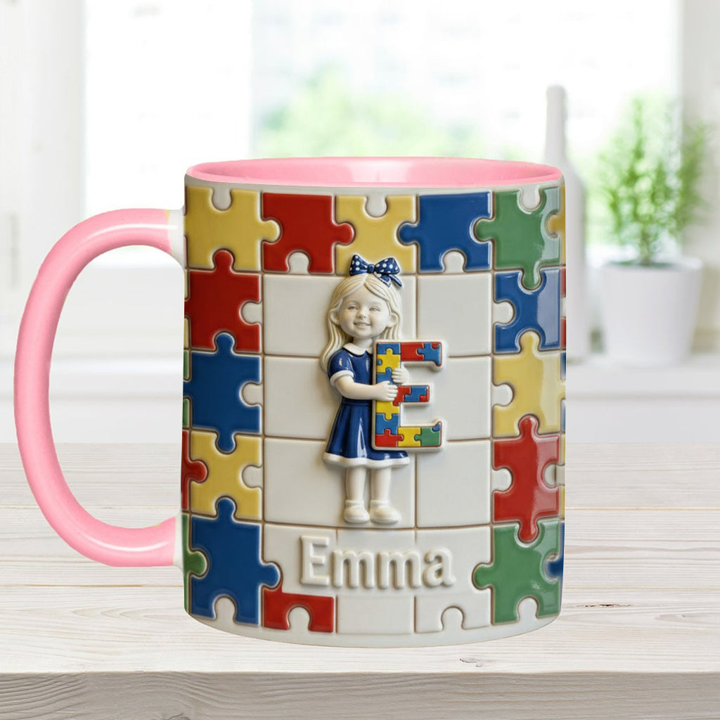 Autism Letter - Personalized Autism Awareness Accent Mug & Coaster