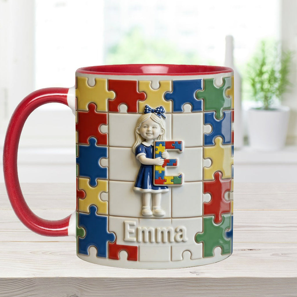 Autism Letter - Personalized Autism Awareness Accent Mug & Coaster