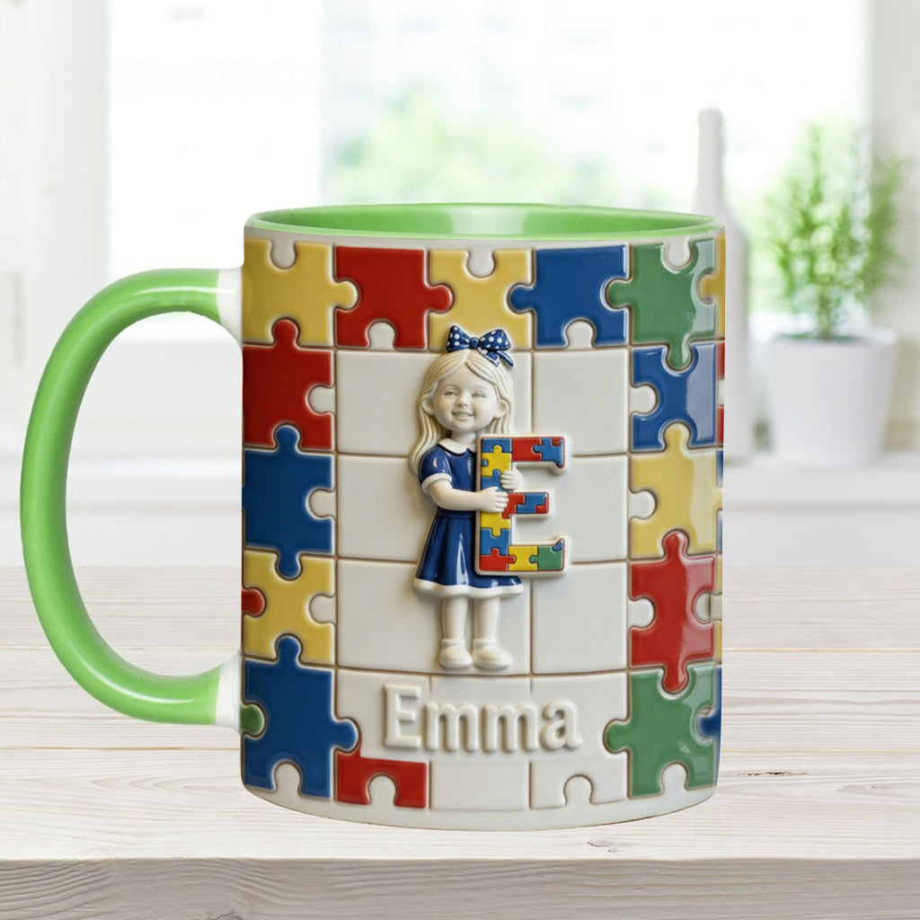 Autism Letter - Personalized Autism Awareness Accent Mug & Coaster