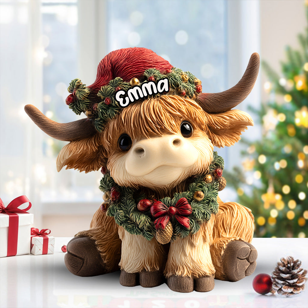 Adorable vache des Highlands - Plaque acrylique personnalisée en forme de vache des Highlands