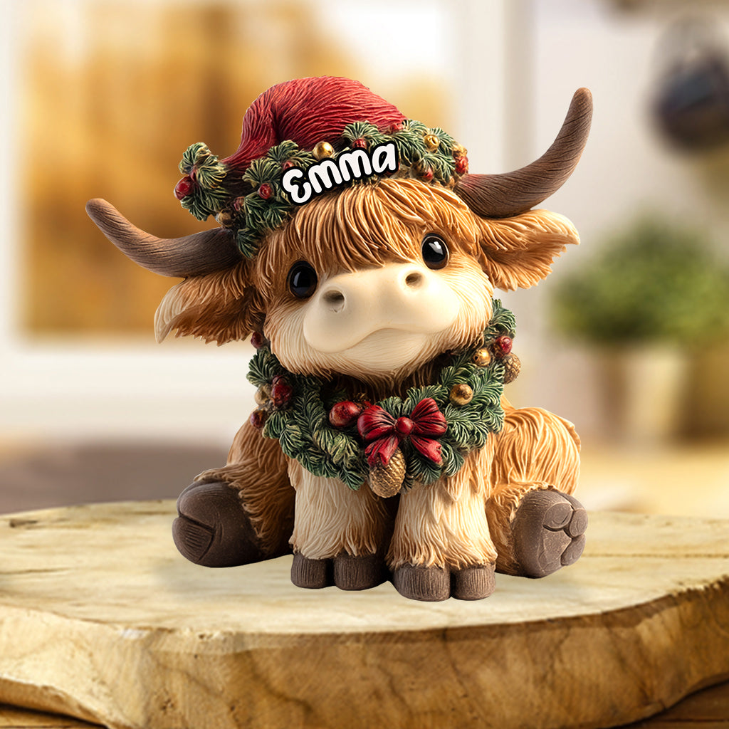 Adorable vache des Highlands - Plaque acrylique personnalisée en forme de vache des Highlands