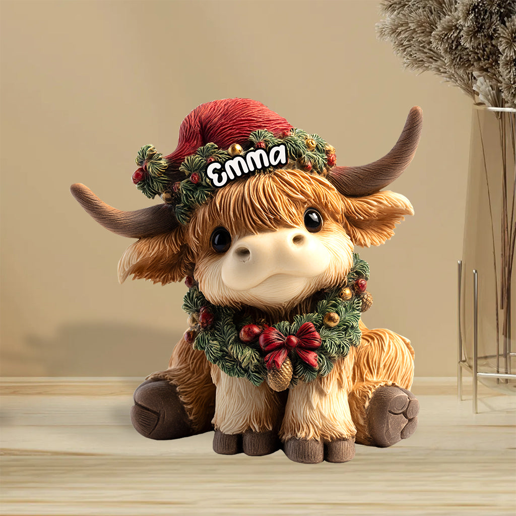 Adorable vache des Highlands - Plaque acrylique personnalisée en forme de vache des Highlands