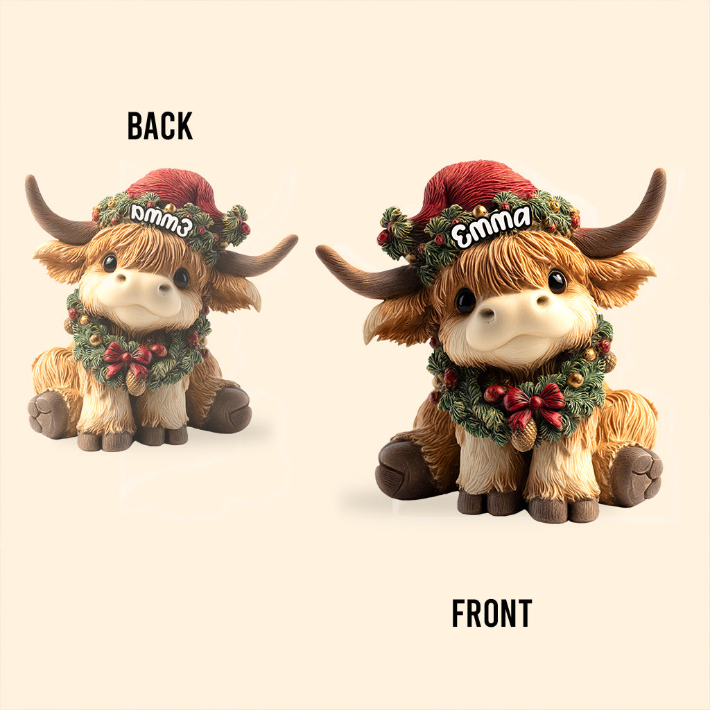 Adorable vache des Highlands - Plaque acrylique personnalisée en forme de vache des Highlands