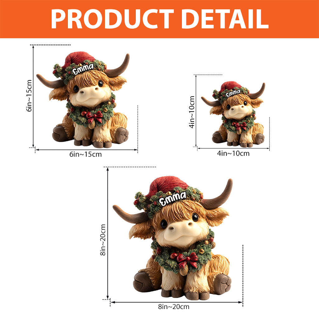 Adorable vache des Highlands - Plaque acrylique personnalisée en forme de vache des Highlands