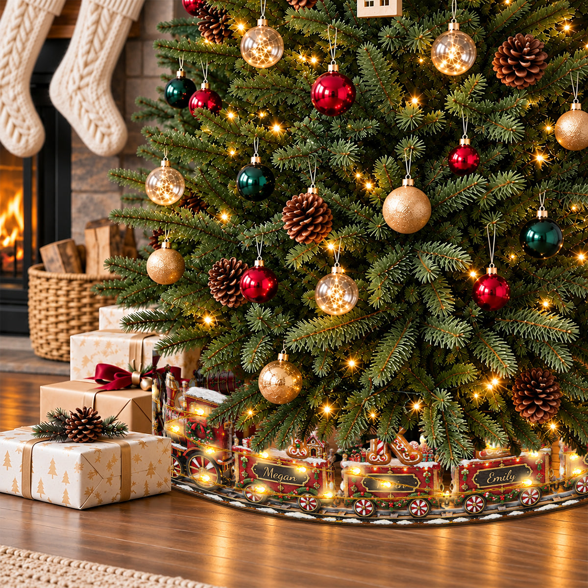 Custom Alphabet Christmas Family Express - Personalized Family LED Light Tree Collar
