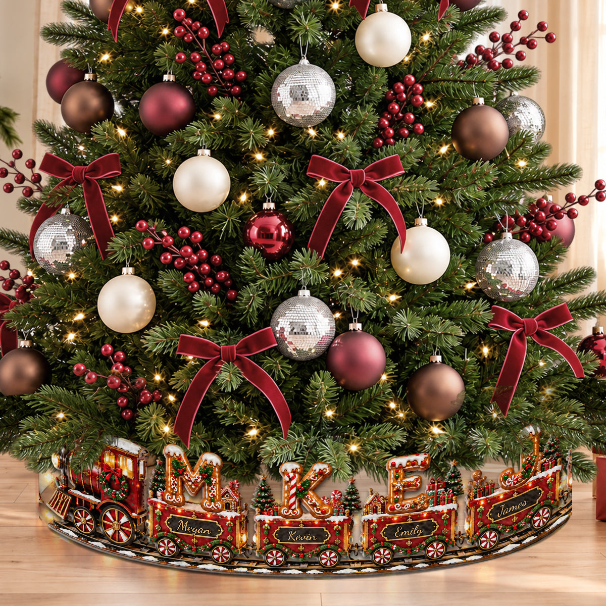 Custom Alphabet Christmas Family Express - Personalized Family LED Light Tree Collar