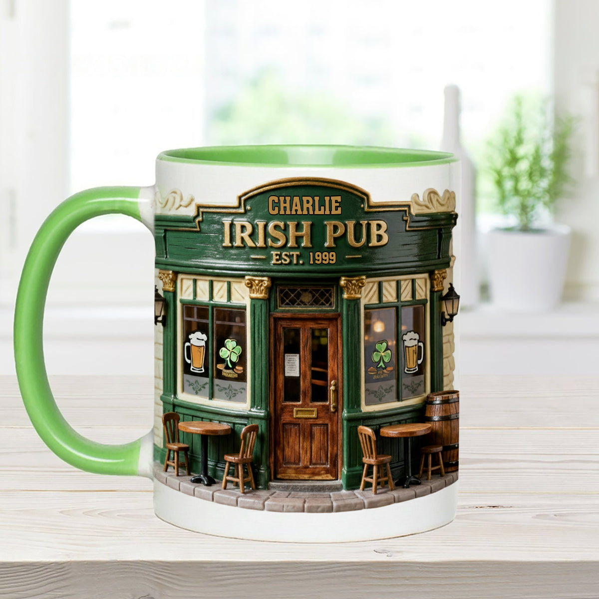 Irish Pub - Personalized Irish Set Accent Mug with Acrylic Stirrers