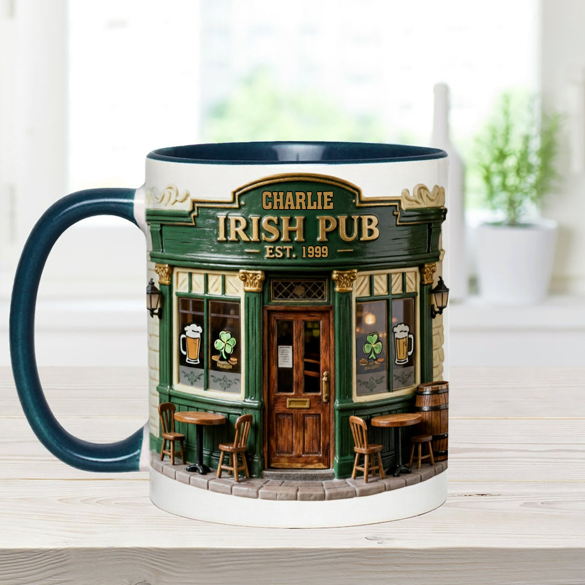 Irish Pub - Personalized Irish Set Accent Mug with Acrylic Stirrers