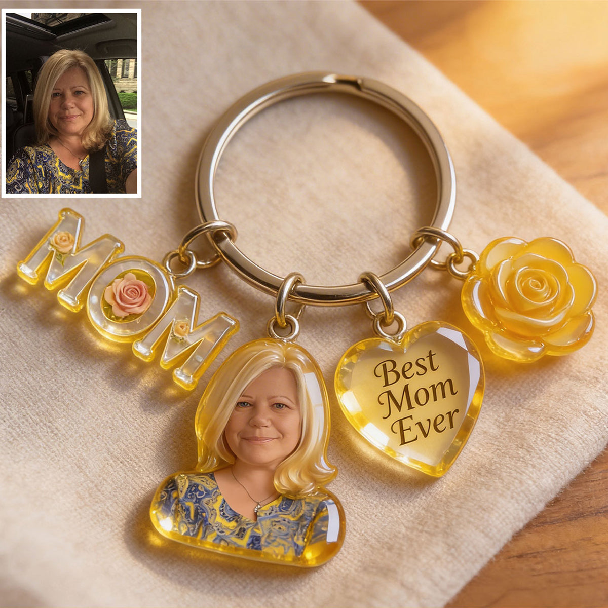 Custom Any Photo Best Gift For Mom, Grandma - Personalized Mother Keychain With Charms