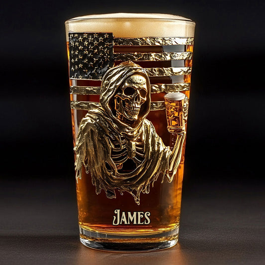Tant pis, on va boire une bière ! - Verre à bière personnalisé en forme de crâne